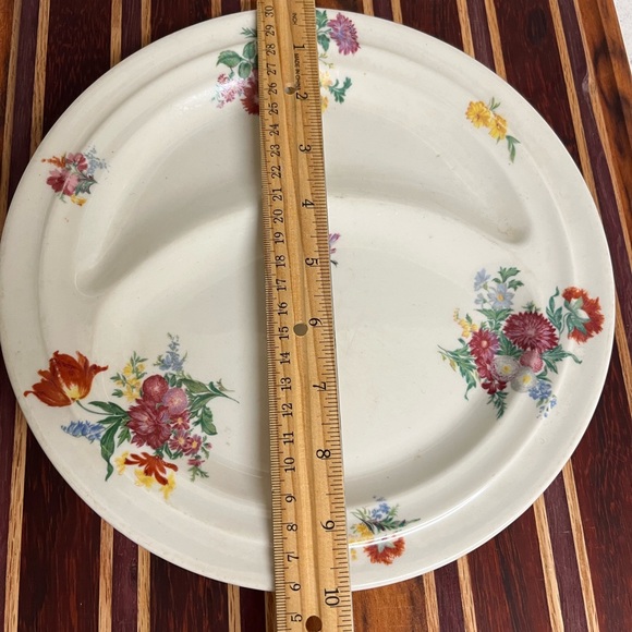 Gorgeous Vintage Restaurant 3 Section Plate Scammell Ivory Lamerton Made USA 10” - Picture 7 of 10